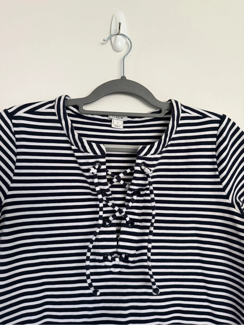 J.Crew Black & White Striped Lace-Up T-Shirt Dress Size Small